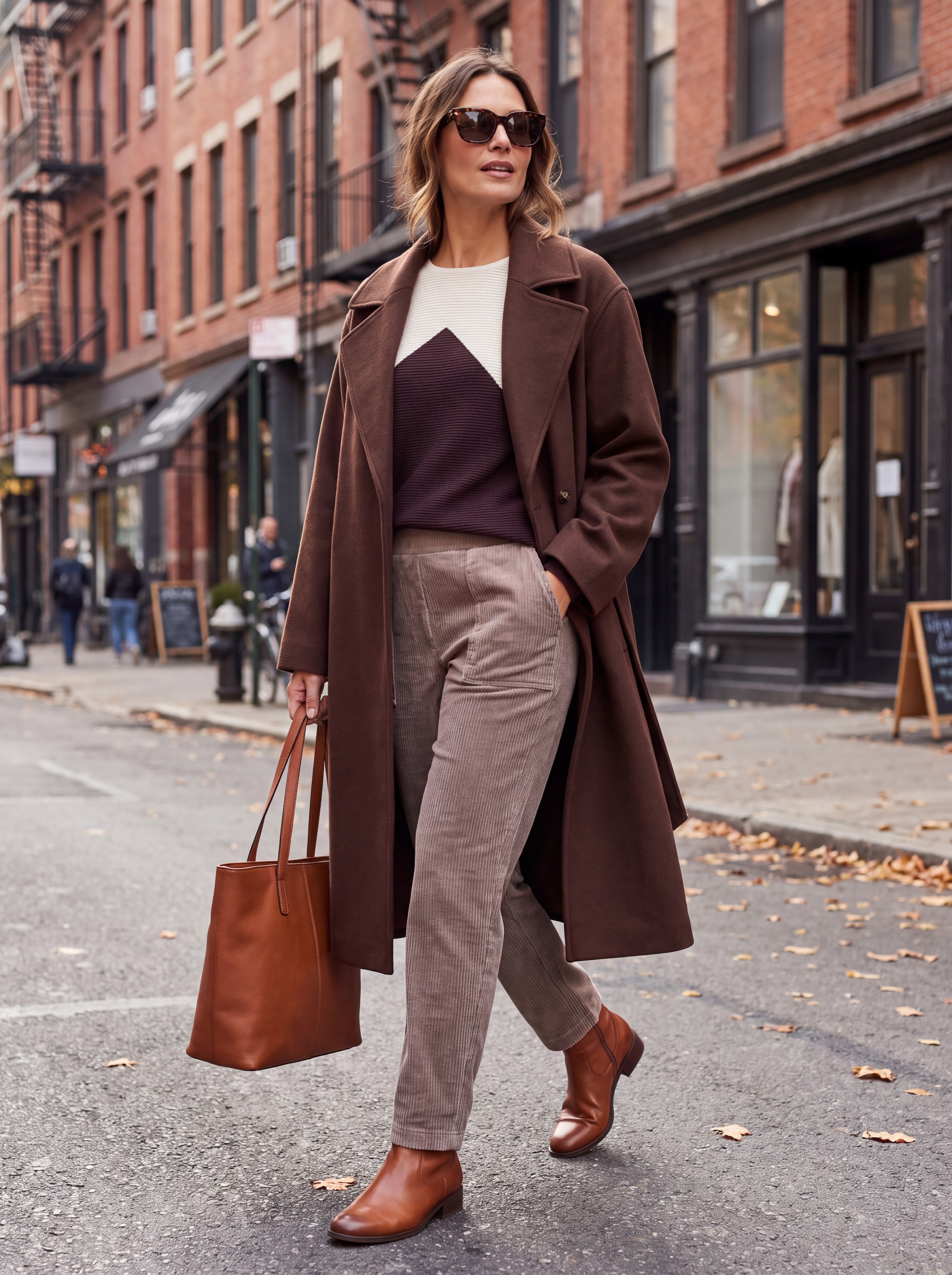 Dámsky pulóver BROADWAY NYC FASHION ESPRESSO - čokoládovo-smotanový s.WEAR 6